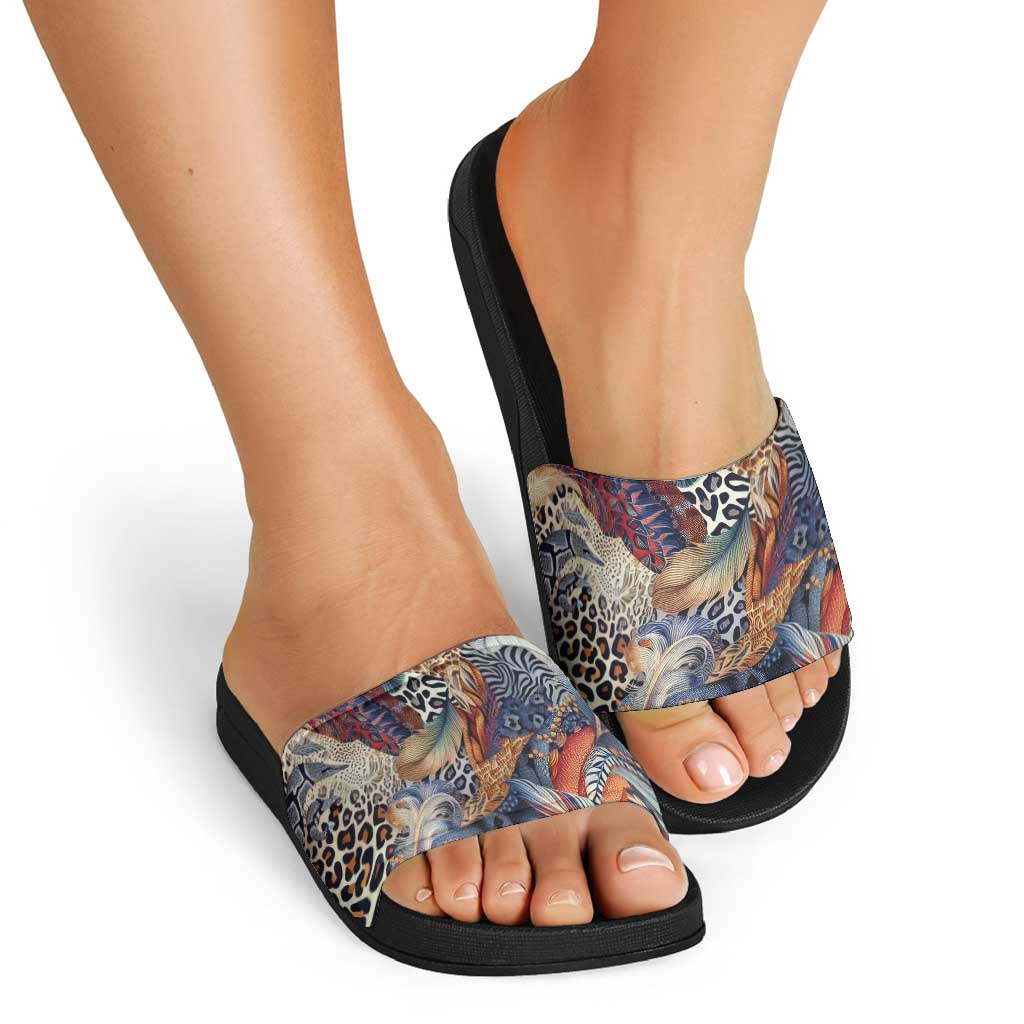 Wild Animal Skins Slide Sandals Unique Leopard Zebra And Snake Patterns LT9