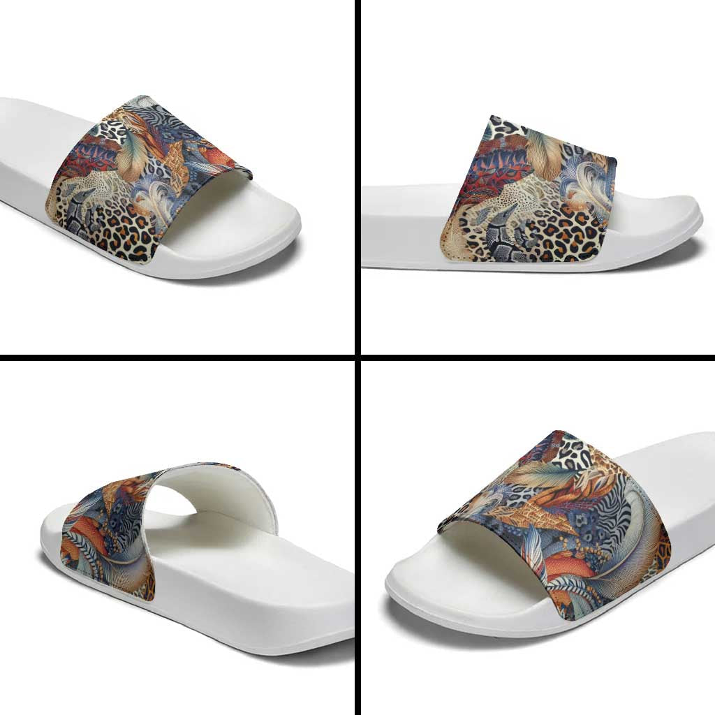 Wild Animal Skins Slide Sandals Unique Leopard Zebra And Snake Patterns LT9