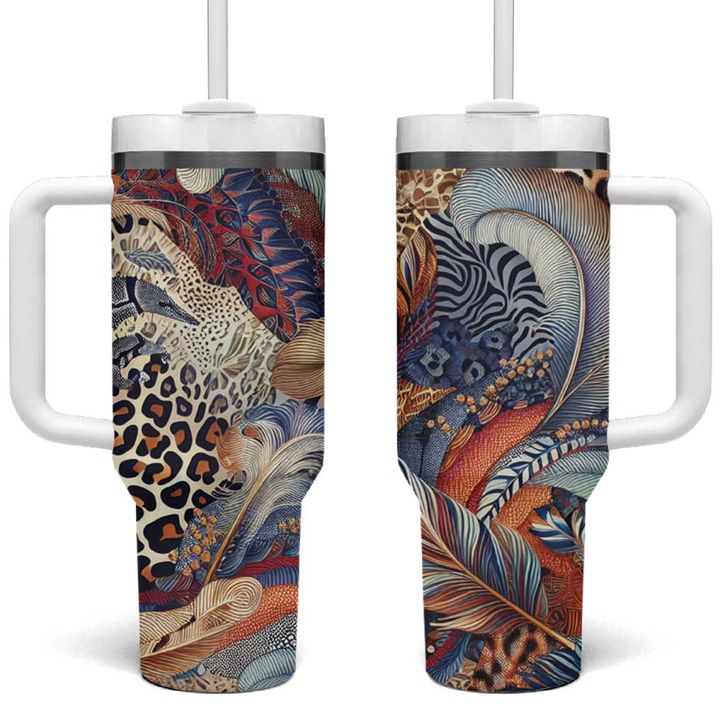 African Wild Animal Skins Tumbler With Handle Unique Leopard Zebra And Snake Patterns LT9