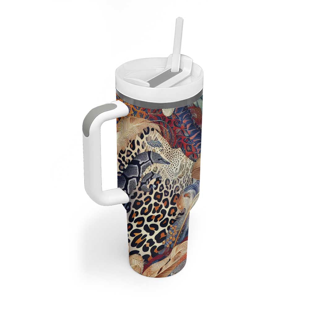 African Wild Animal Skins Tumbler With Handle Unique Leopard Zebra And Snake Patterns LT9