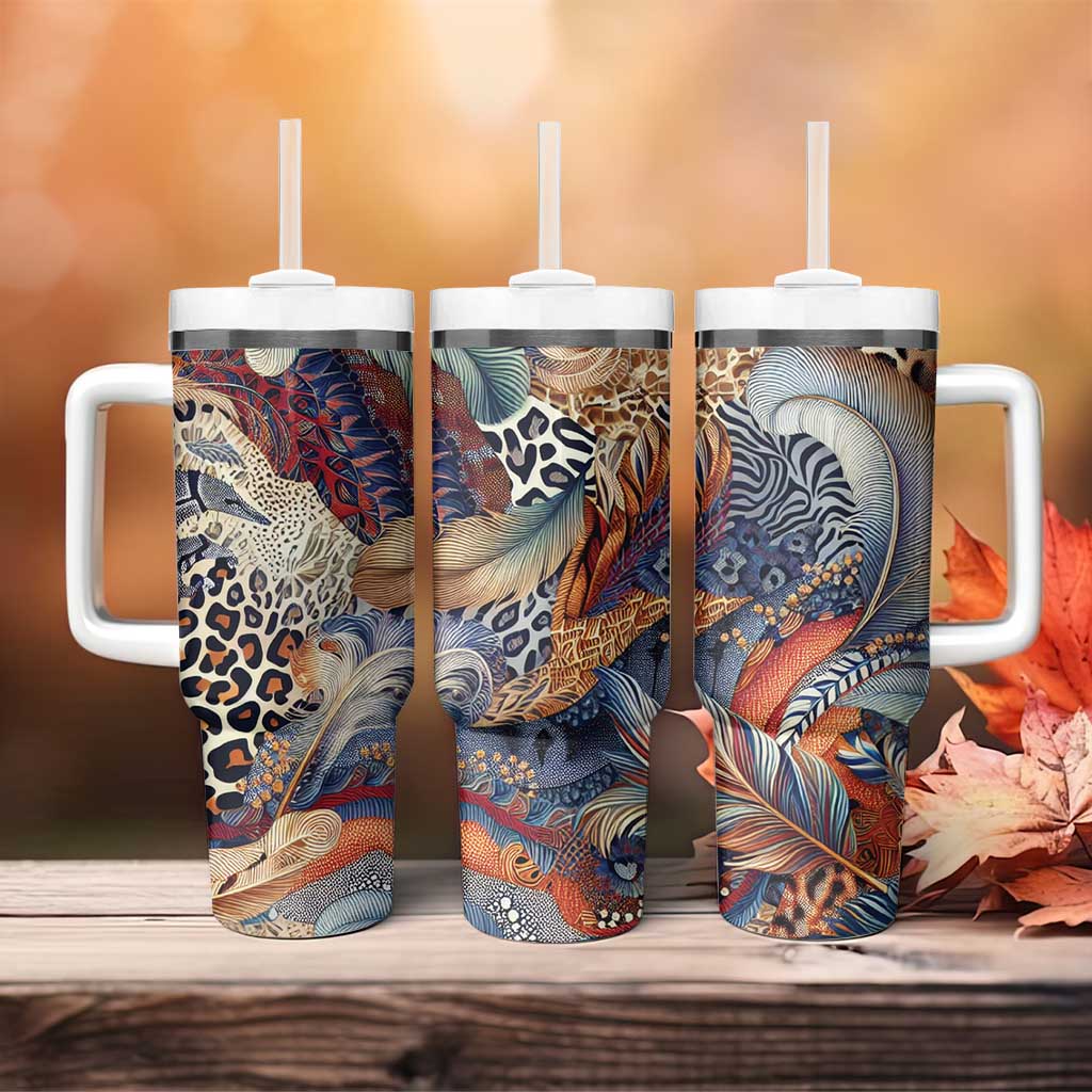 African Wild Animal Skins Tumbler With Handle Unique Leopard Zebra And Snake Patterns LT9