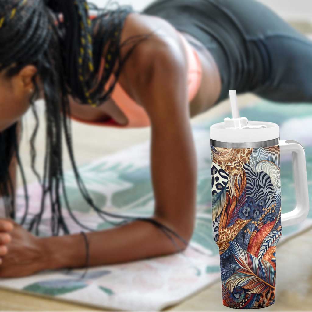 African Wild Animal Skins Tumbler With Handle Unique Leopard Zebra And Snake Patterns LT9