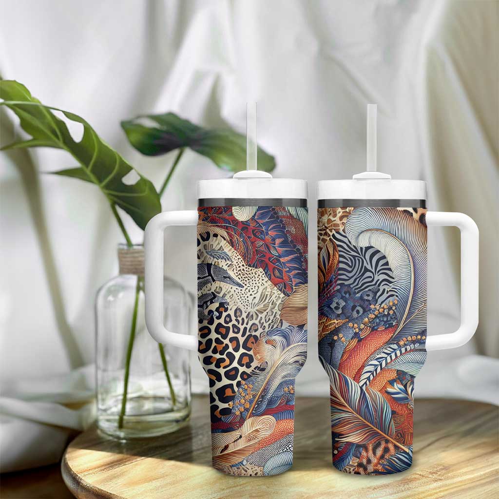 African Wild Animal Skins Tumbler With Handle Unique Leopard Zebra And Snake Patterns LT9