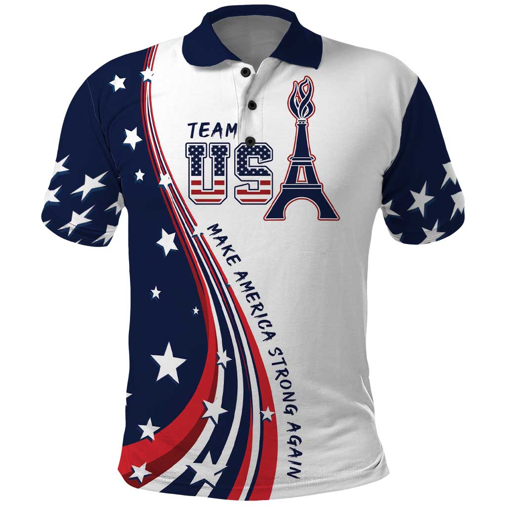 Personalized USA Make America Strong Again Polo Shirt Go Paris 2024 LT9