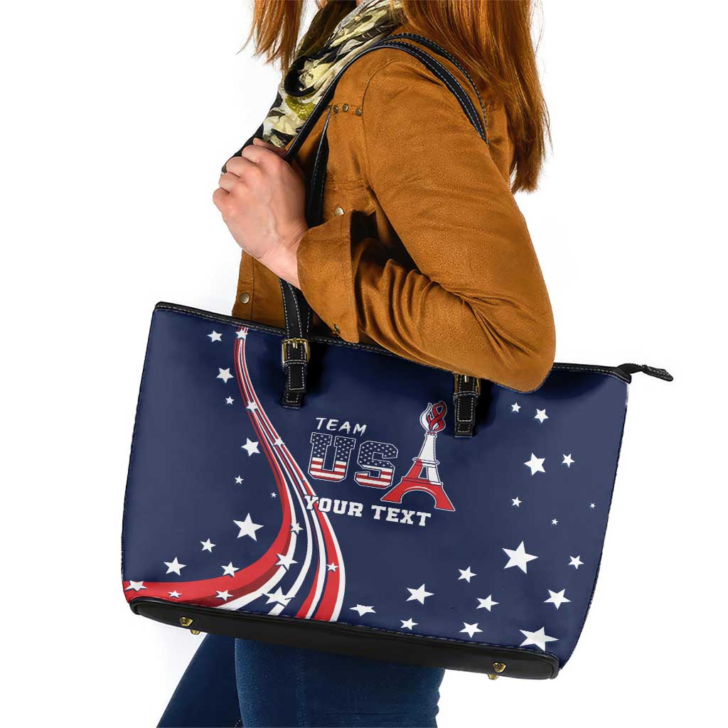 Personalized USA One For All Leather Tote Bag Go Paris 2024 LT9