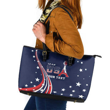 Personalized USA One For All Leather Tote Bag Go Paris 2024 LT9