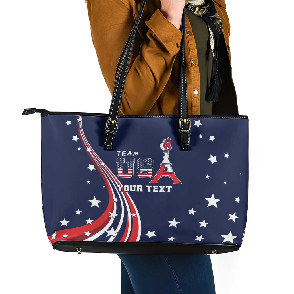 Personalized USA One For All Leather Tote Bag Go Paris 2024 LT9