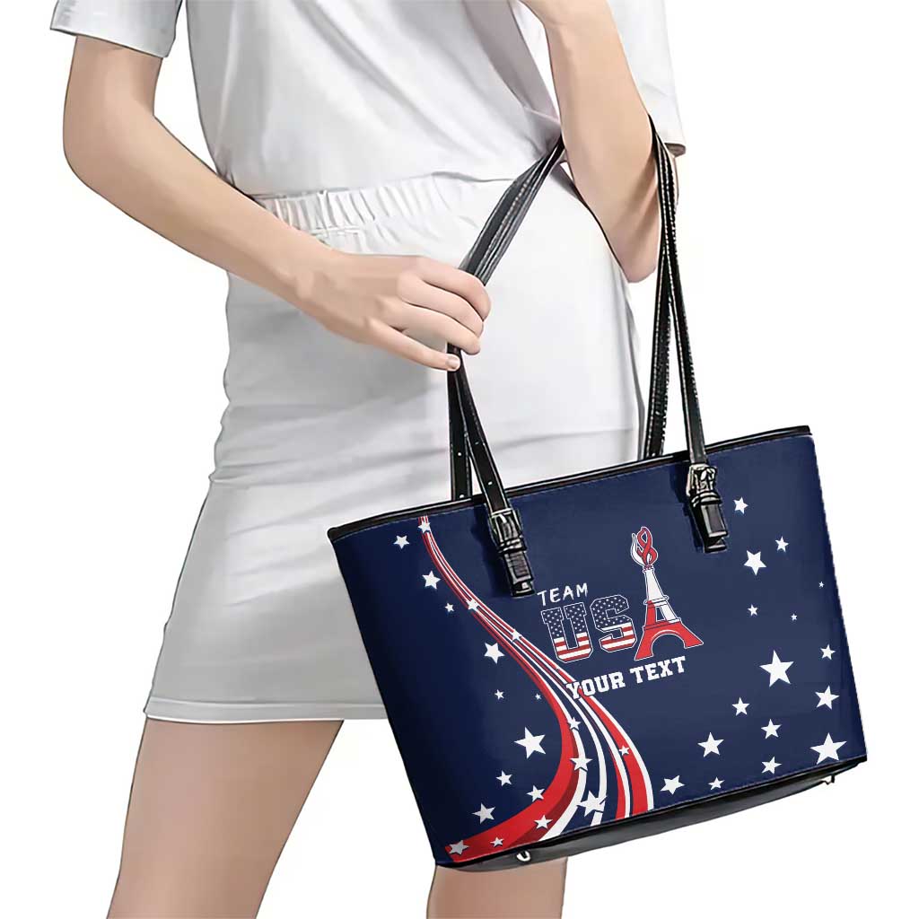 Personalized USA One For All Leather Tote Bag Go Paris 2024 LT9