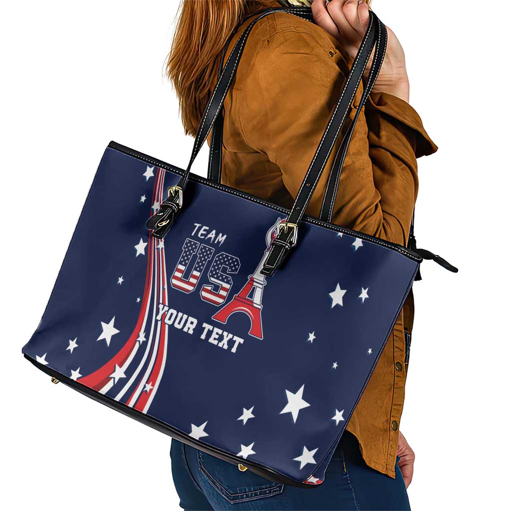 Personalized USA One For All Leather Tote Bag Go Paris 2024 LT9
