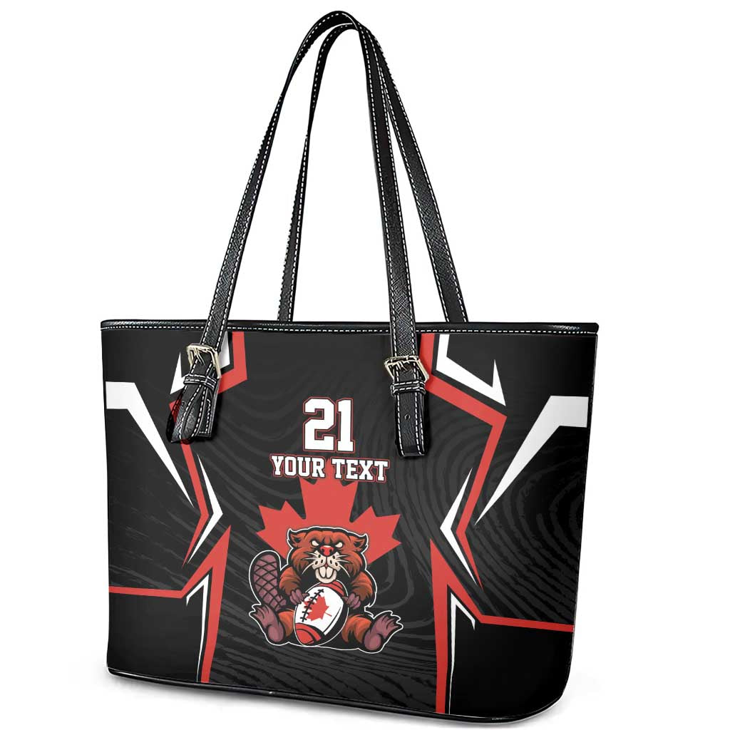 Custom Canada Rugby Pacific Leather Tote Bag Beaver and Maple Leaf LT9