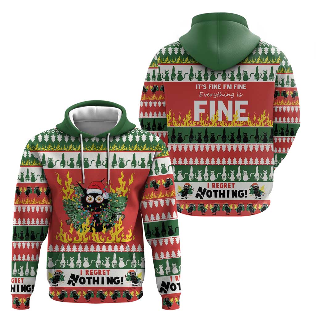 Merry Cat-Mas Hoodie Christmas It's Fine I'm Fine Everything is Fine LT9