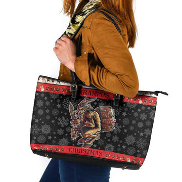 Krampus The Christmas Devil Leather Tote Bag LT9