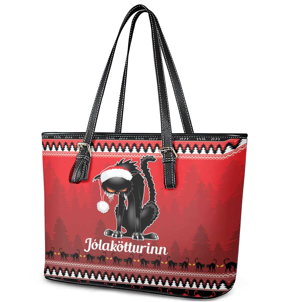 Jolakotturinn Iceland Leather Tote Bag Yule Cat Merry Christmas LT9