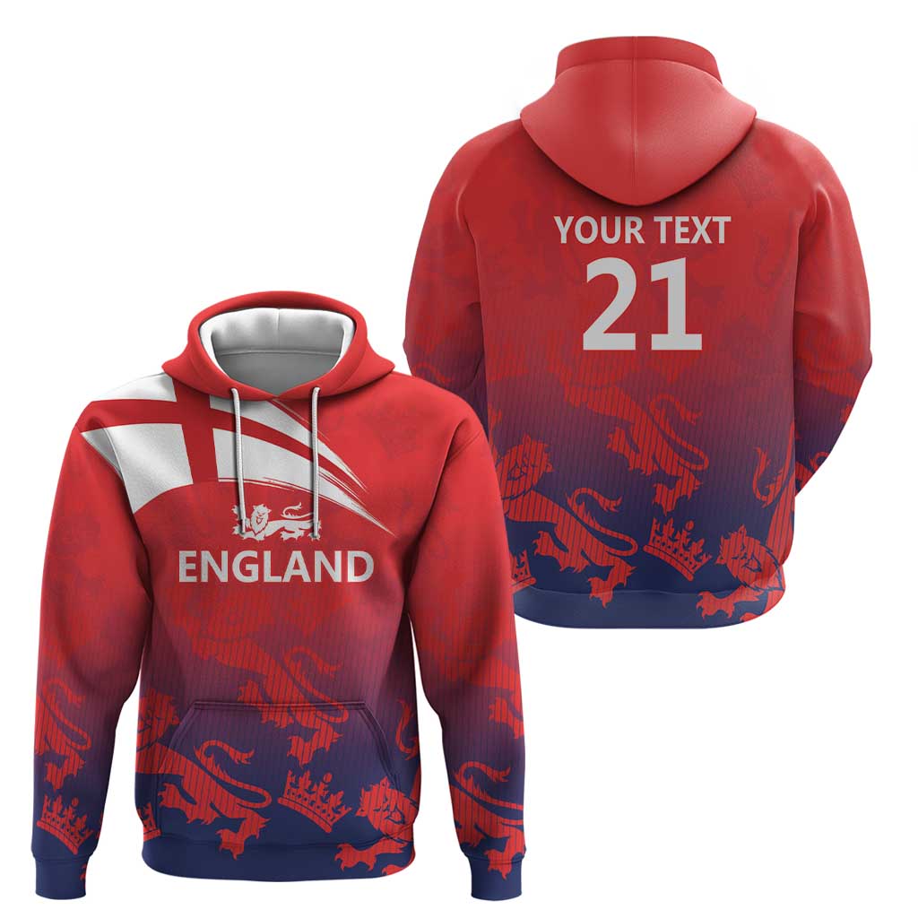 England Cricket Custom Hoodie Three Lions With Flag LT9
