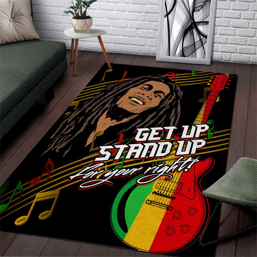 Legend Bob Get Up Stand Up Area Rug Black Jamaican Reggae Multicolored LT9