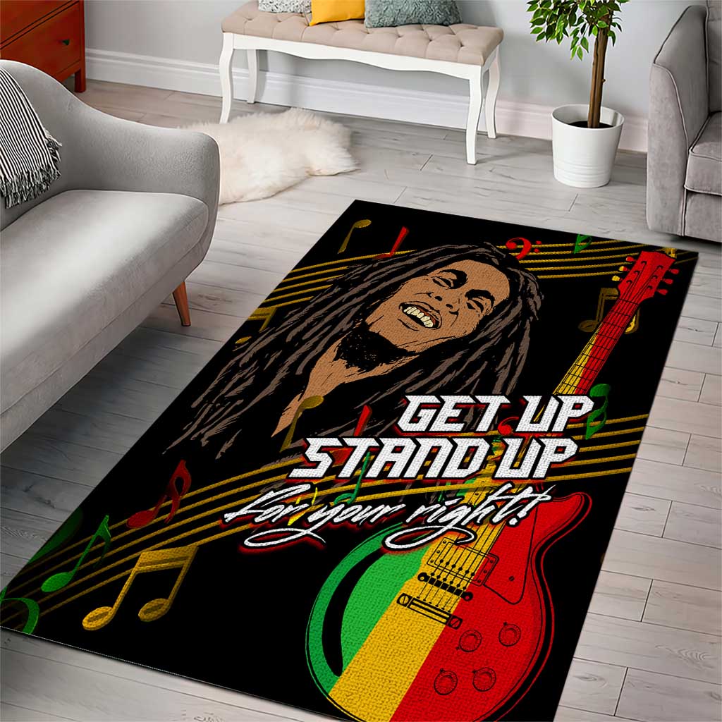 Legend Bob Get Up Stand Up Area Rug Black Jamaican Reggae Multicolored LT9