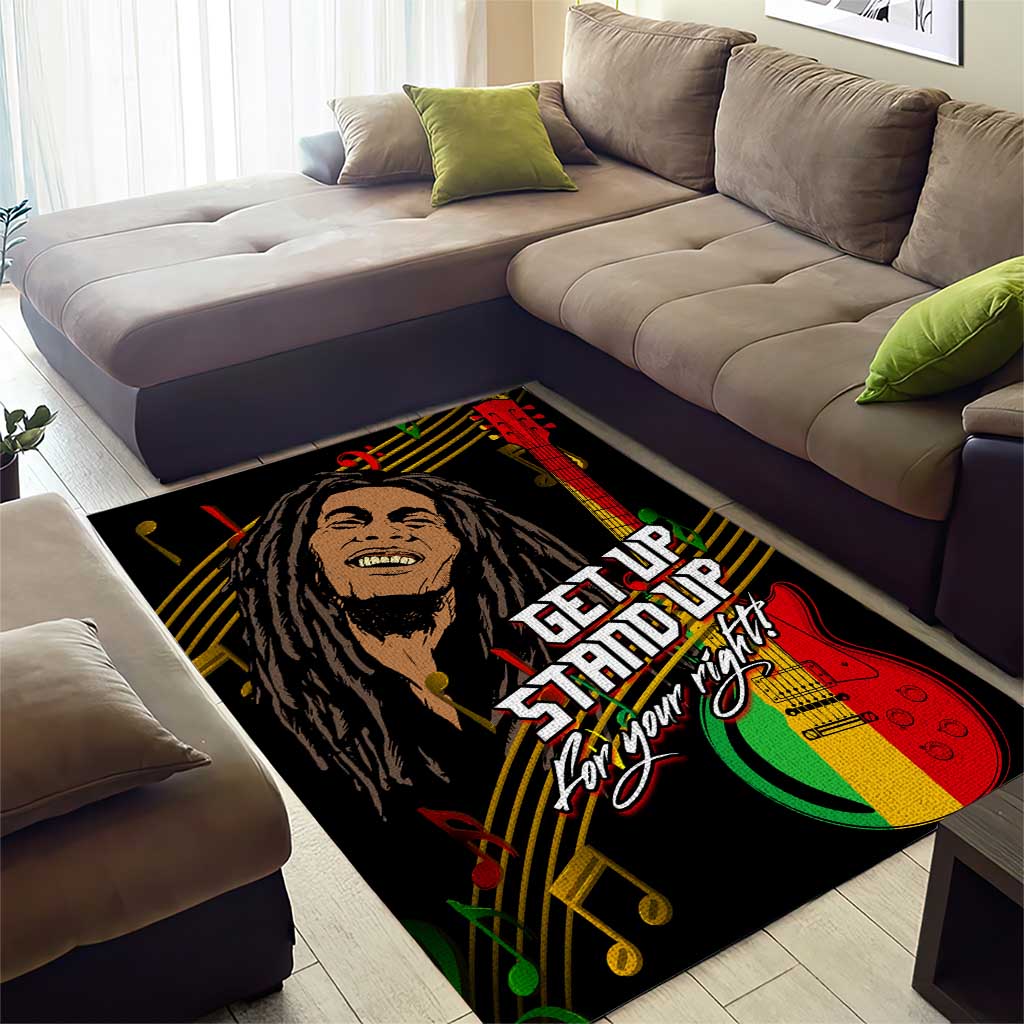 Legend Bob Get Up Stand Up Area Rug Black Jamaican Reggae Multicolored LT9