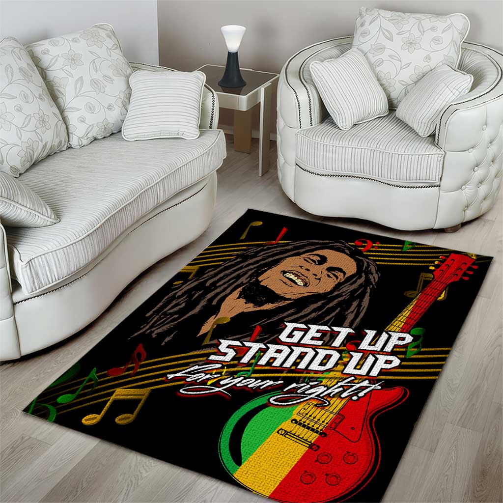 Legend Bob Get Up Stand Up Area Rug Black Jamaican Reggae Multicolored LT9