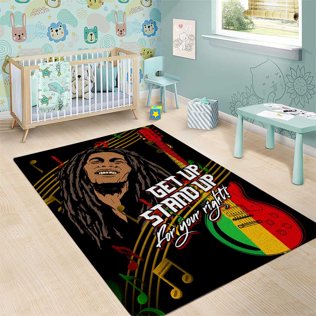 Legend Bob Get Up Stand Up Area Rug Black Jamaican Reggae Multicolored LT9