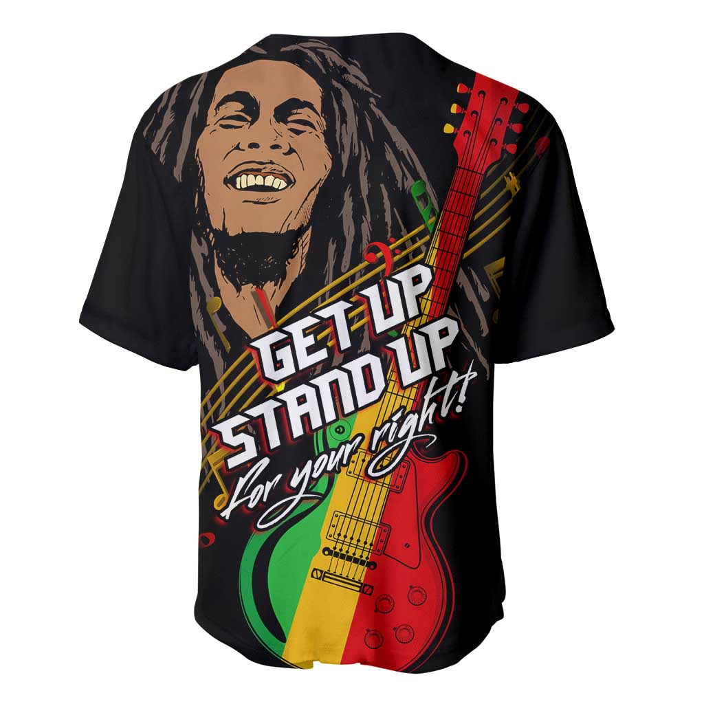 Legend Bob Get Up Stand Up Baseball Jersey Black Jamaican Reggae Multicolored LT9