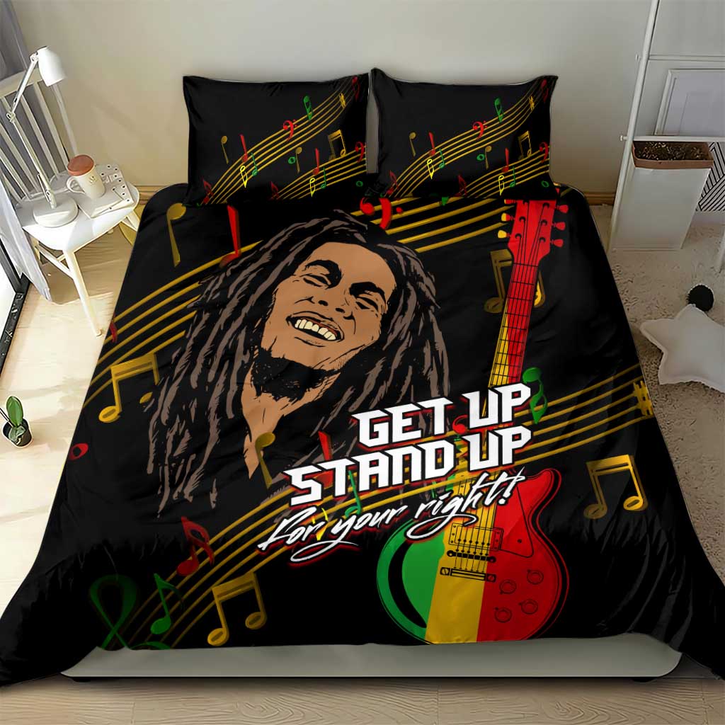 Legend Bob Get Up Stand Up Bedding Set Black Jamaican Reggae Multicolored LT9