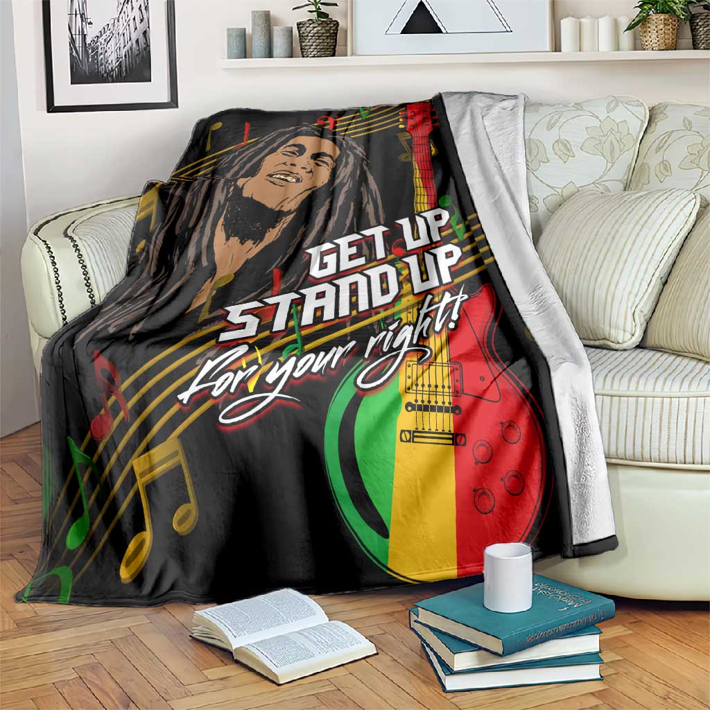 Legend Bob Get Up Stand Up Blanket Black Jamaican Reggae Multicolored LT9