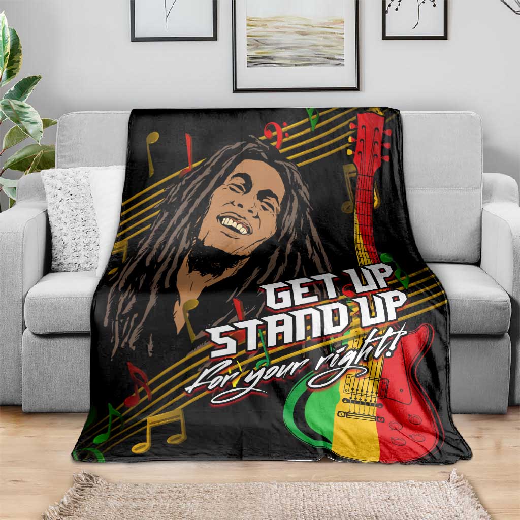 Legend Bob Get Up Stand Up Blanket Black Jamaican Reggae Multicolored LT9
