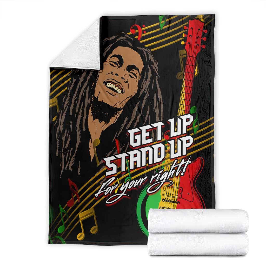 Legend Bob Get Up Stand Up Blanket Black Jamaican Reggae Multicolored LT9