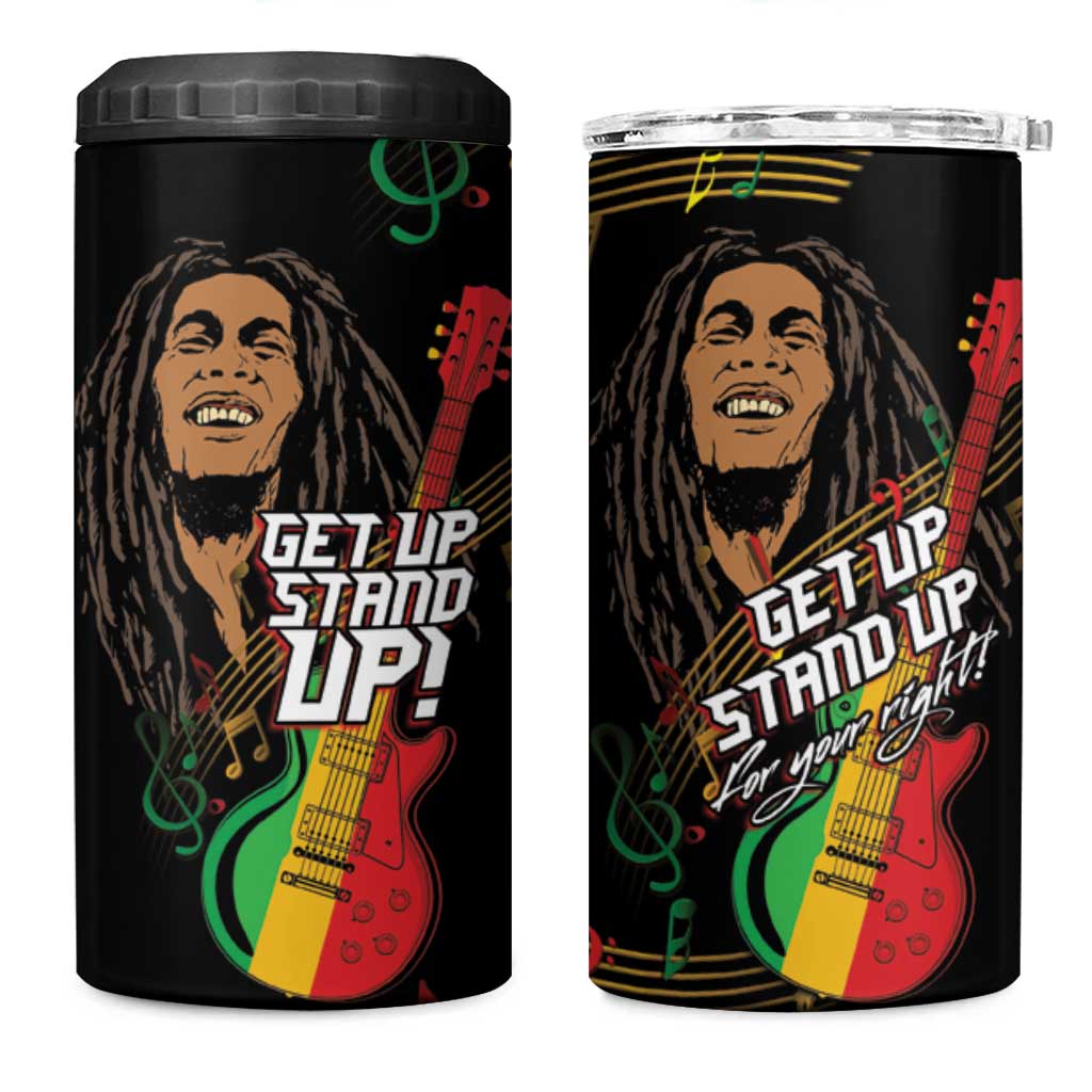Legend Bob Get Up Stand Up 4 in 1 Can Cooler Tumbler Black Jamaican Reggae Multicolored LT9