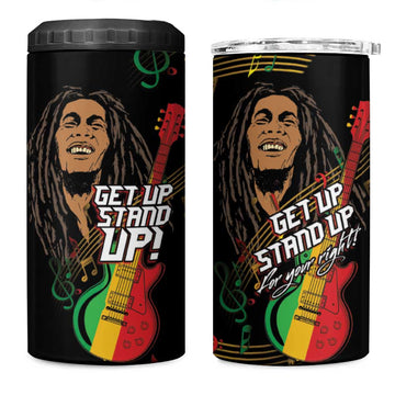 Legend Bob Get Up Stand Up 4 in 1 Can Cooler Tumbler Black Jamaican Reggae Multicolored LT9
