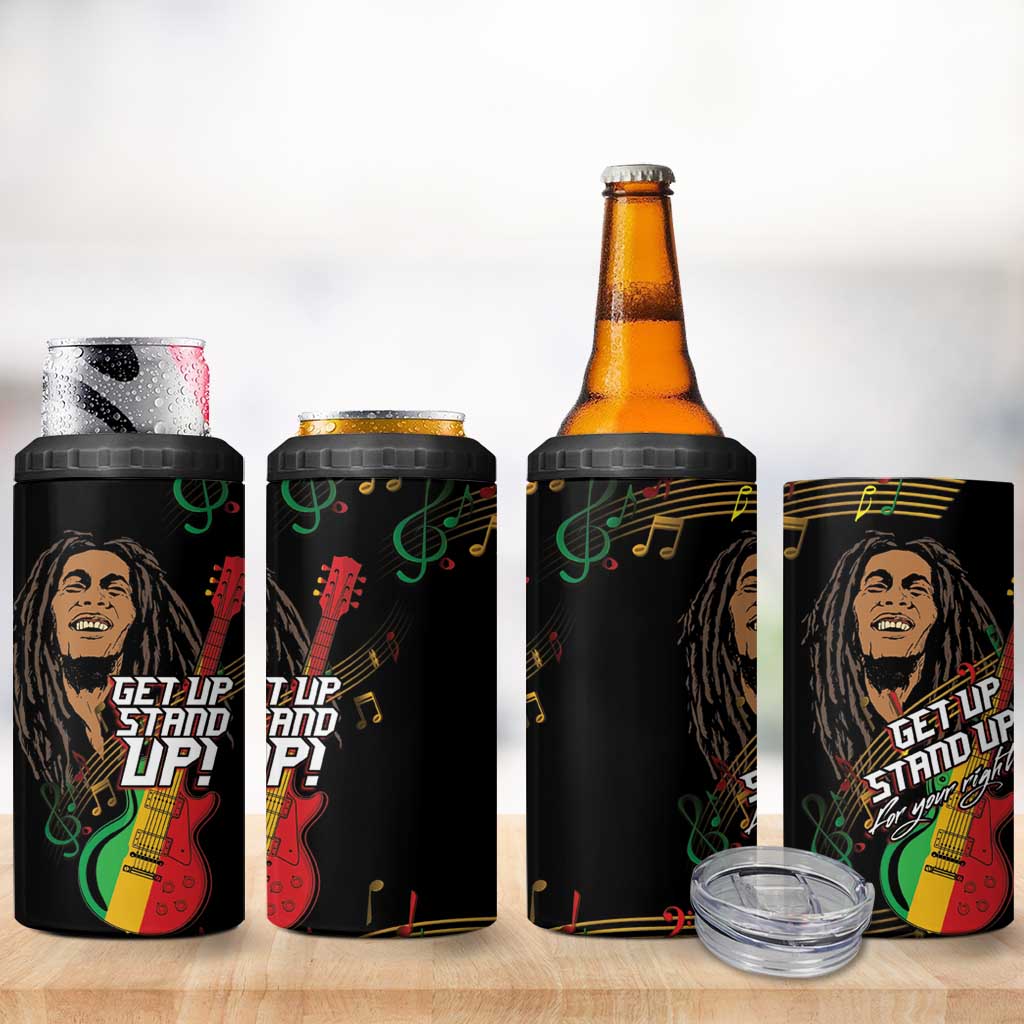Legend Bob Get Up Stand Up 4 in 1 Can Cooler Tumbler Black Jamaican Reggae Multicolored LT9