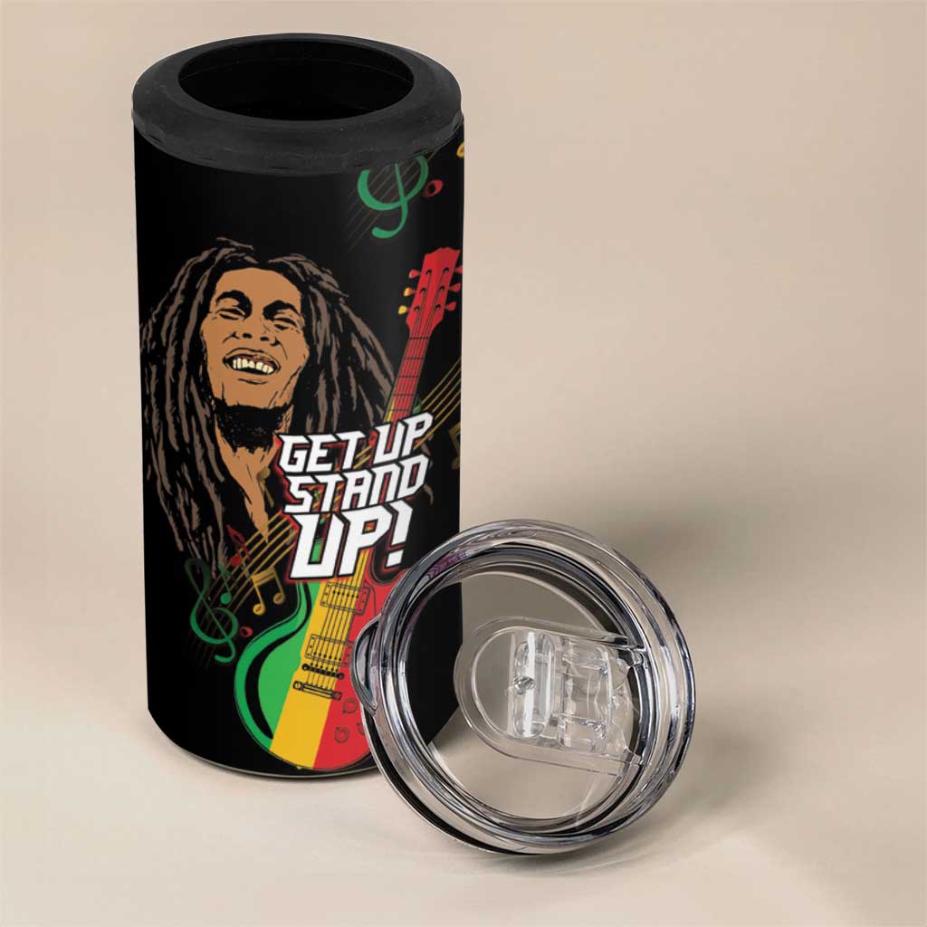 Legend Bob Get Up Stand Up 4 in 1 Can Cooler Tumbler Black Jamaican Reggae Multicolored LT9