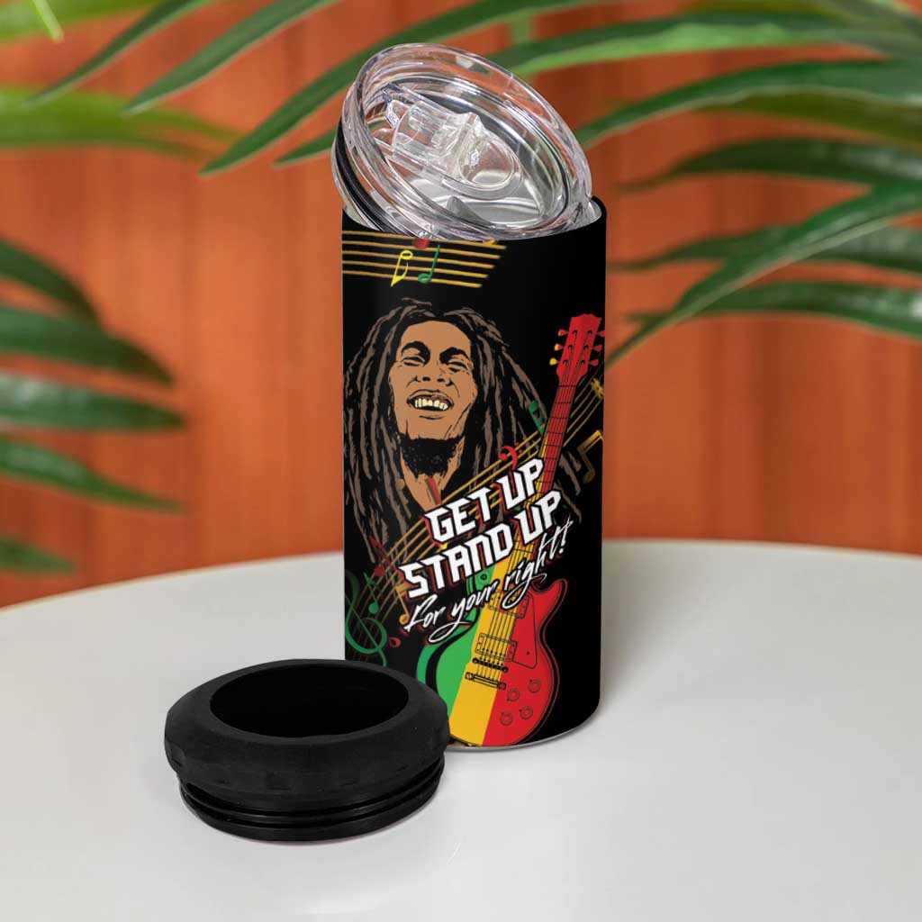 Legend Bob Get Up Stand Up 4 in 1 Can Cooler Tumbler Black Jamaican Reggae Multicolored LT9