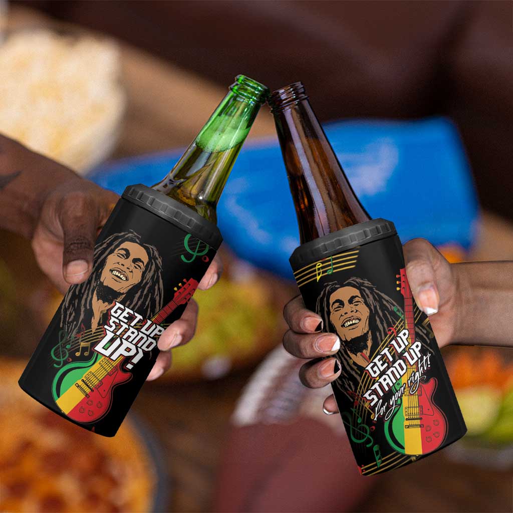 Legend Bob Get Up Stand Up 4 in 1 Can Cooler Tumbler Black Jamaican Reggae Multicolored LT9