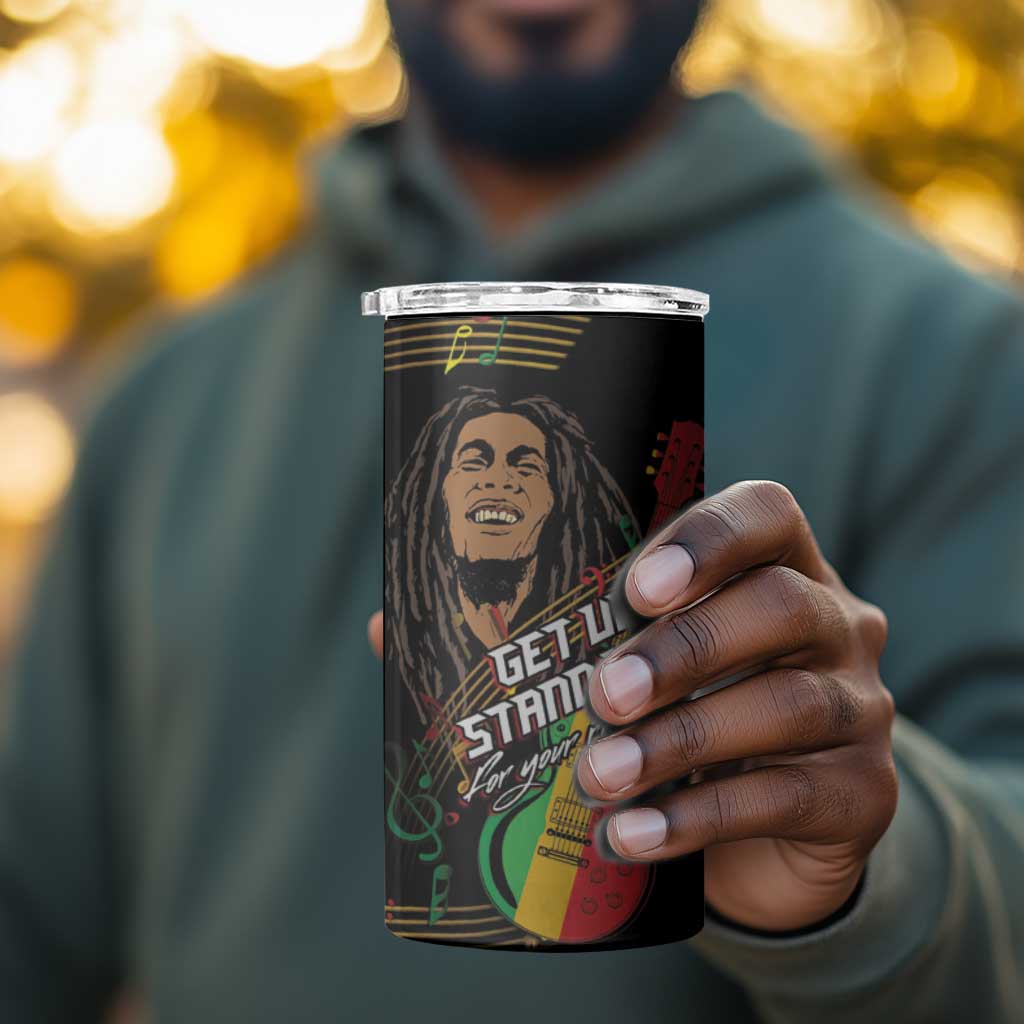 Legend Bob Get Up Stand Up 4 in 1 Can Cooler Tumbler Black Jamaican Reggae Multicolored LT9