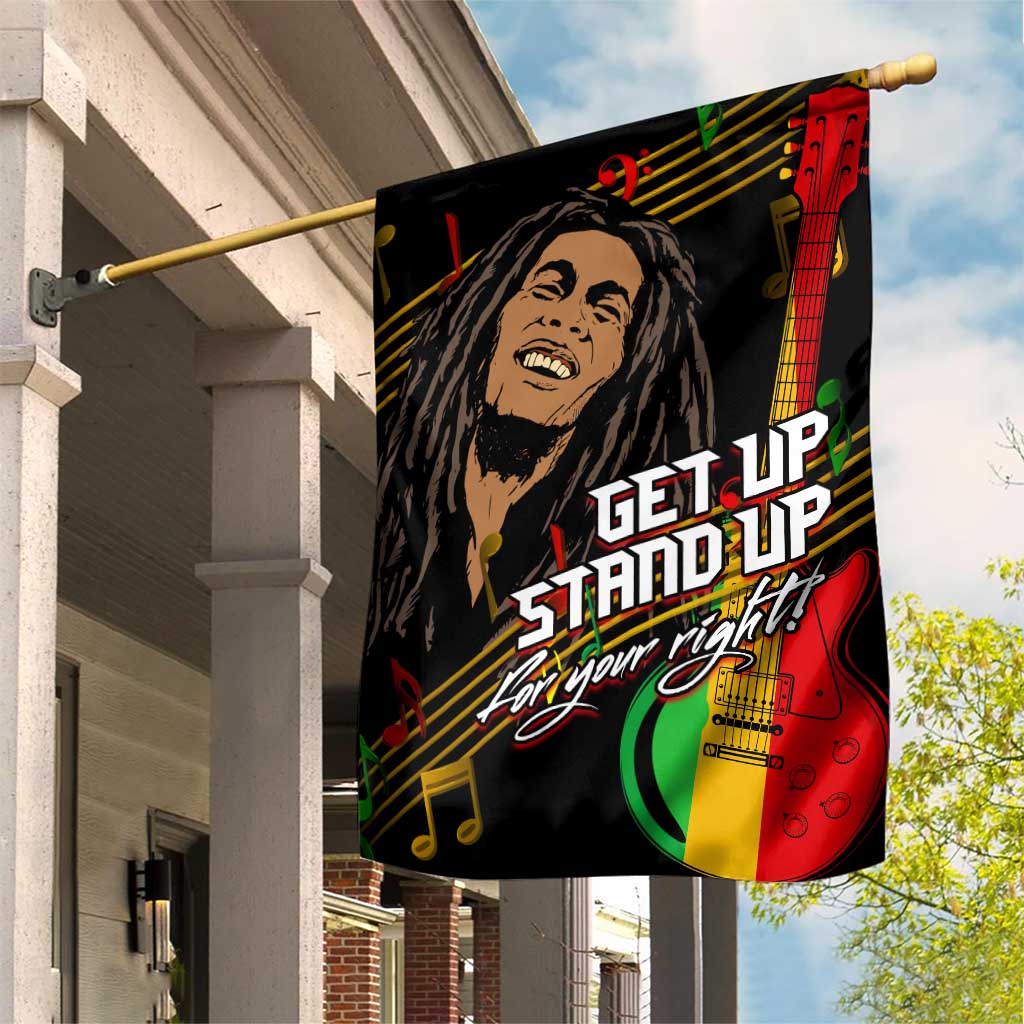 Legend Bob Get Up Stand Up Garden Flag Black Jamaican Reggae Multicolored LT9