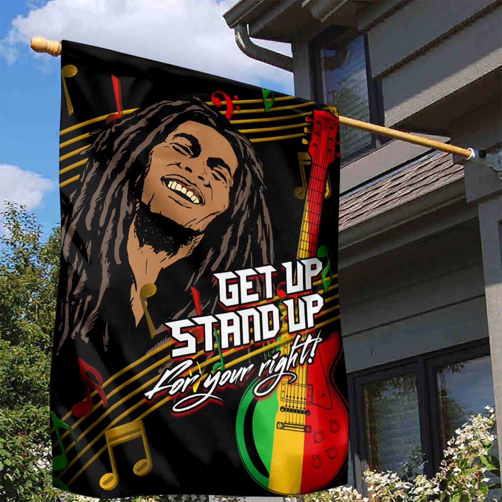 Legend Bob Get Up Stand Up Garden Flag Black Jamaican Reggae Multicolored LT9
