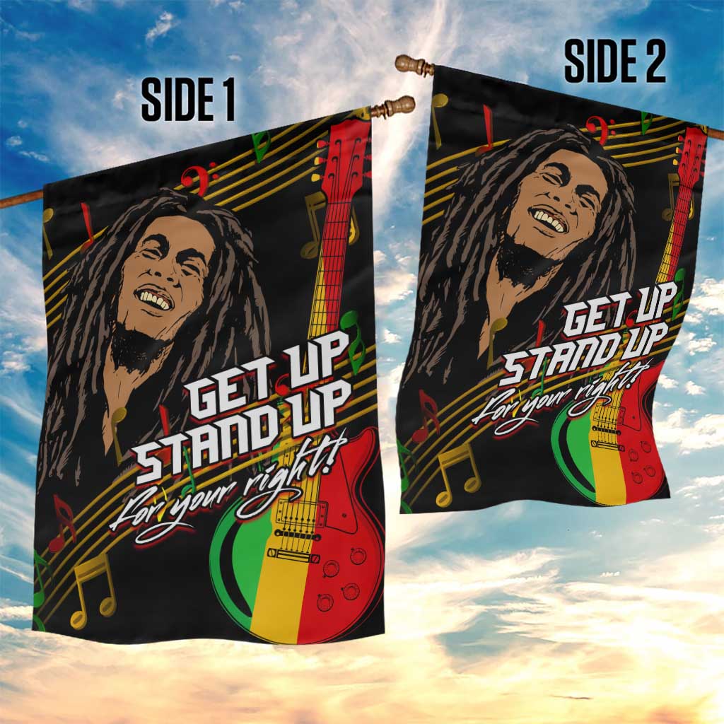 Legend Bob Get Up Stand Up Garden Flag Black Jamaican Reggae Multicolored LT9