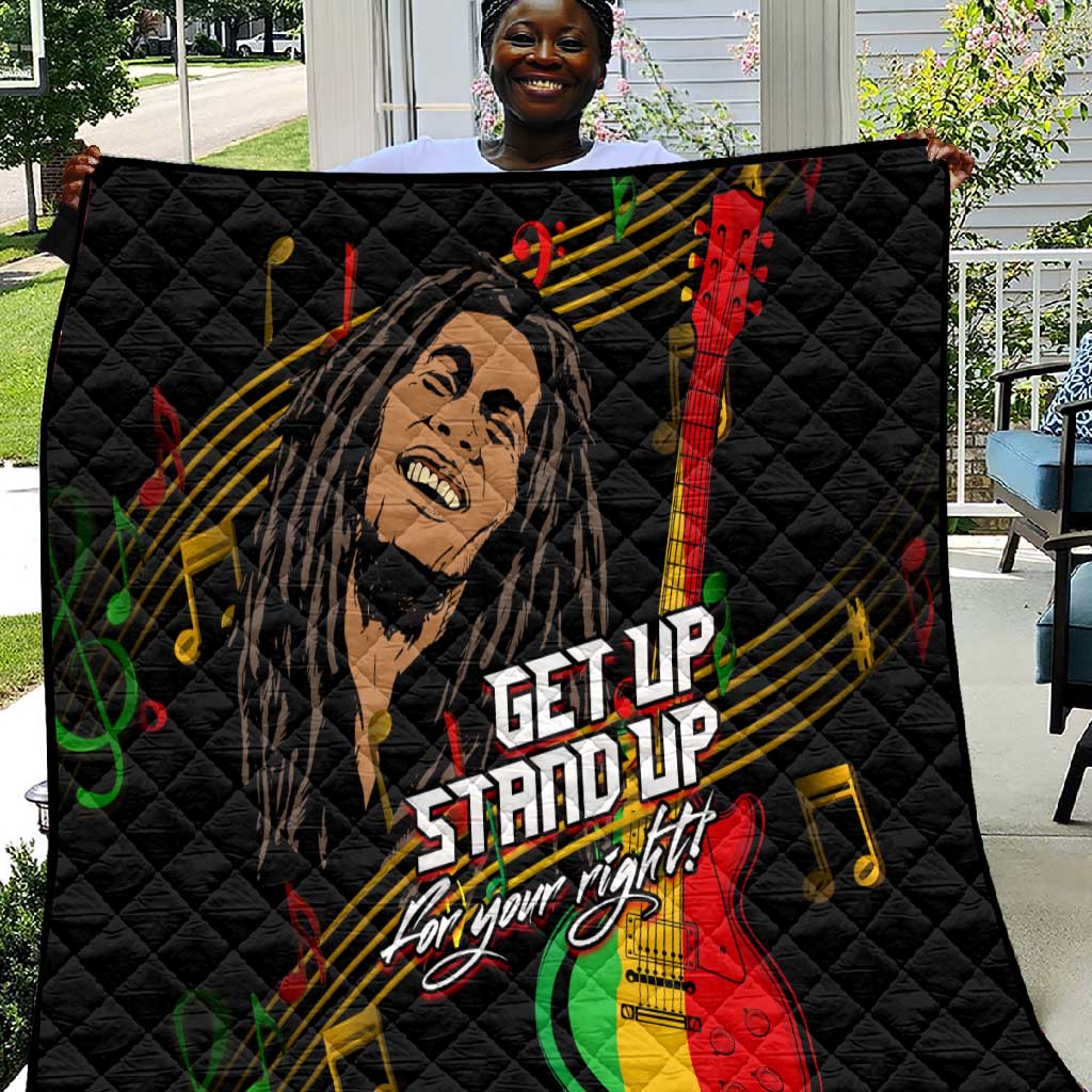 Legend Bob Get Up Stand Up Quilt Black Jamaican Reggae Multicolored LT9