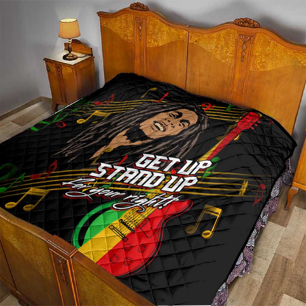 Legend Bob Get Up Stand Up Quilt Black Jamaican Reggae Multicolored LT9