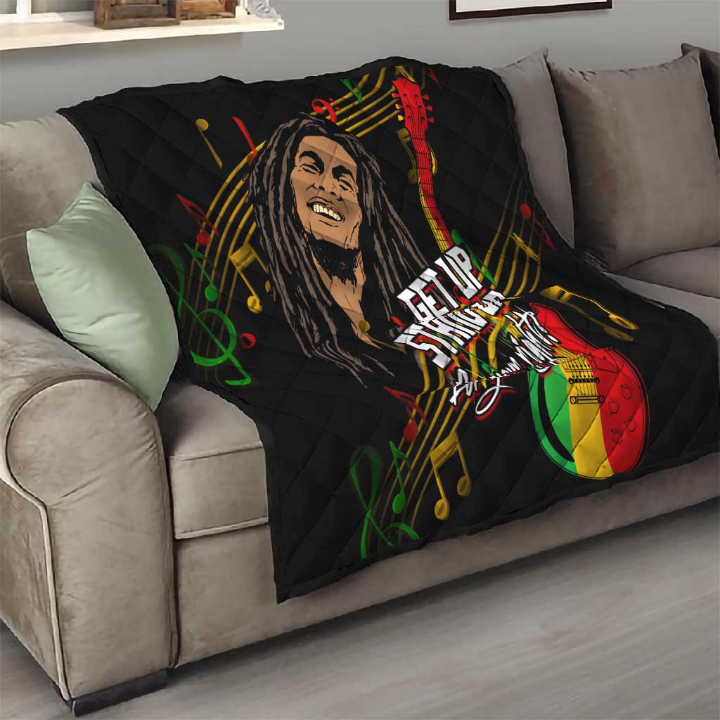 Legend Bob Get Up Stand Up Quilt Black Jamaican Reggae Multicolored LT9