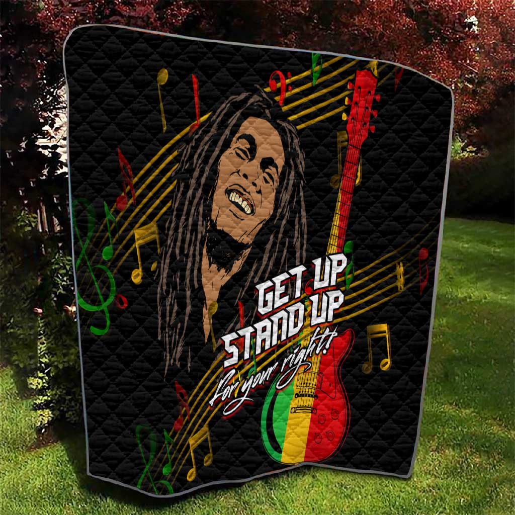 Legend Bob Get Up Stand Up Quilt Black Jamaican Reggae Multicolored LT9