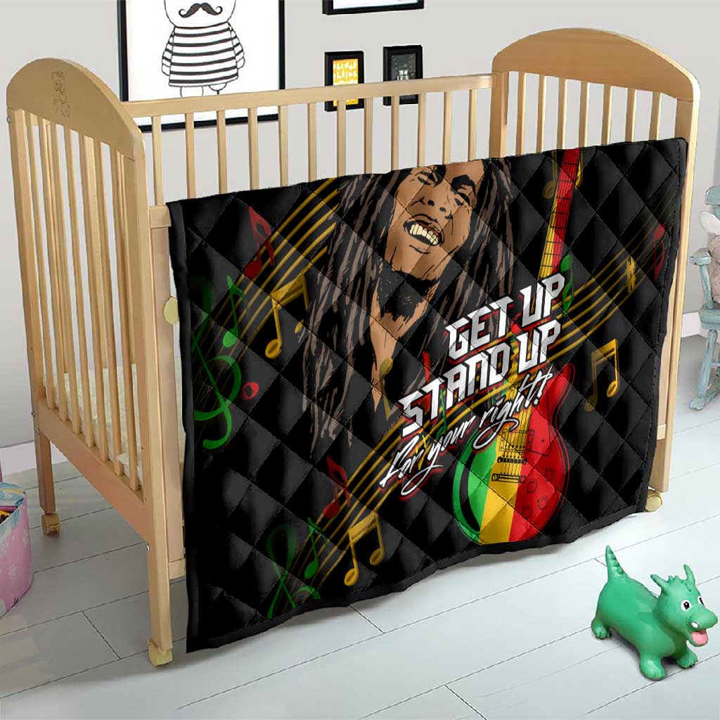 Legend Bob Get Up Stand Up Quilt Black Jamaican Reggae Multicolored LT9