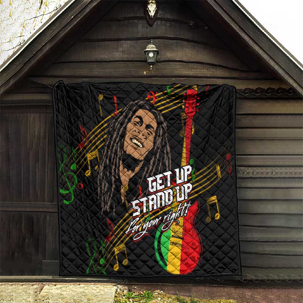 Legend Bob Get Up Stand Up Quilt Black Jamaican Reggae Multicolored LT9
