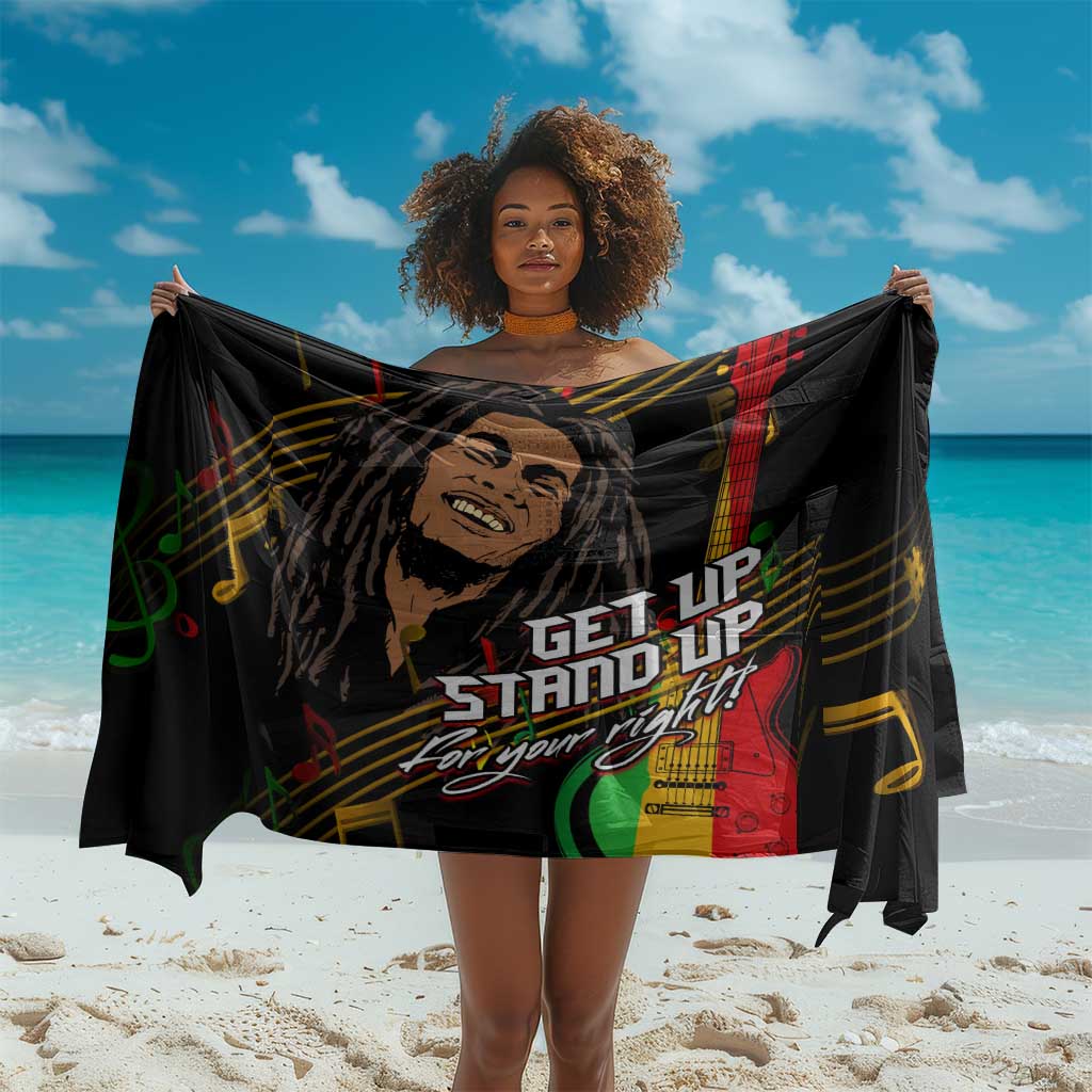 Legend Bob Get Up Stand Up Sarong Black Jamaican Reggae Multicolored LT9