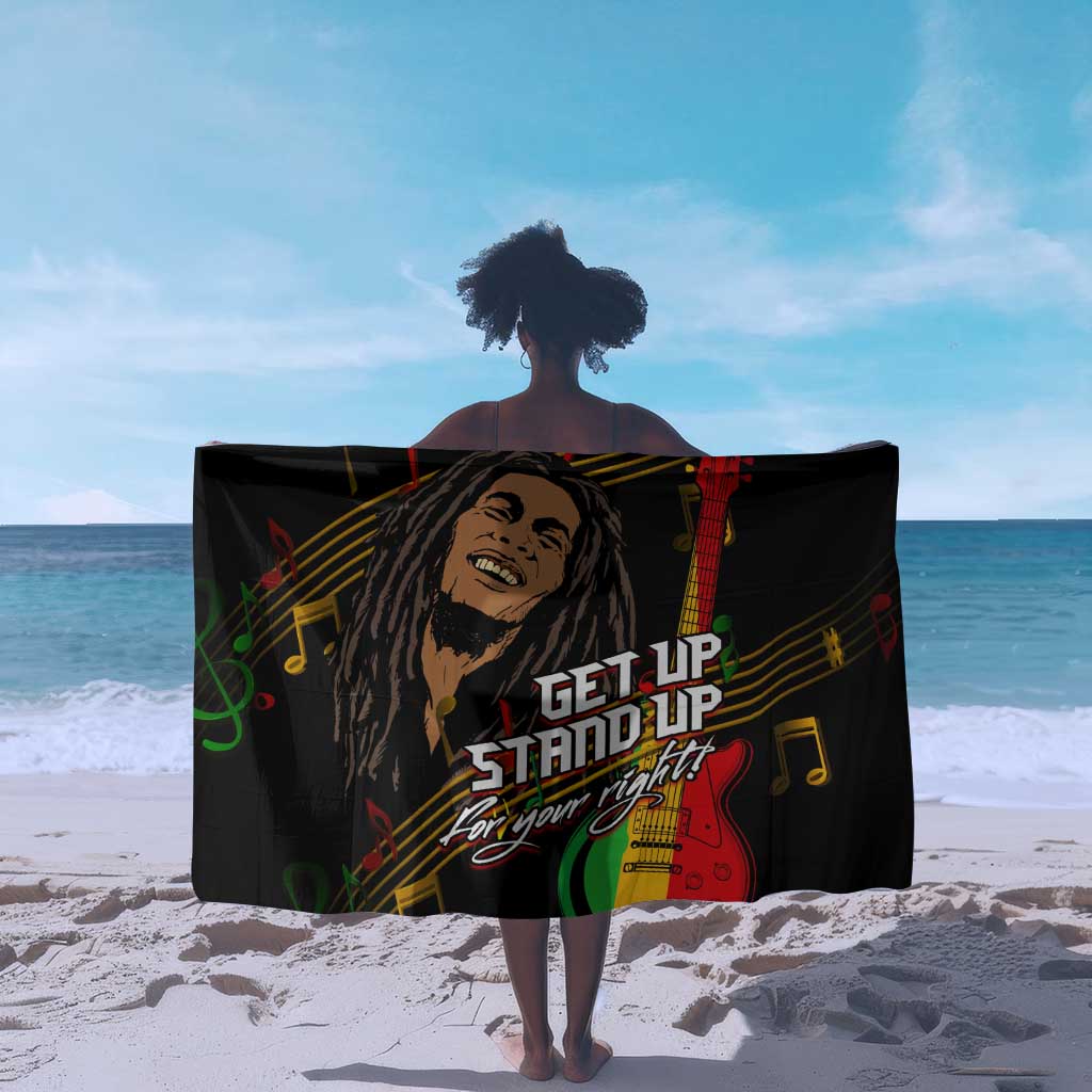 Legend Bob Get Up Stand Up Sarong Black Jamaican Reggae Multicolored LT9