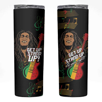Legend Bob Get Up Stand Up Skinny Tumbler Black Jamaican Reggae Multicolored LT9