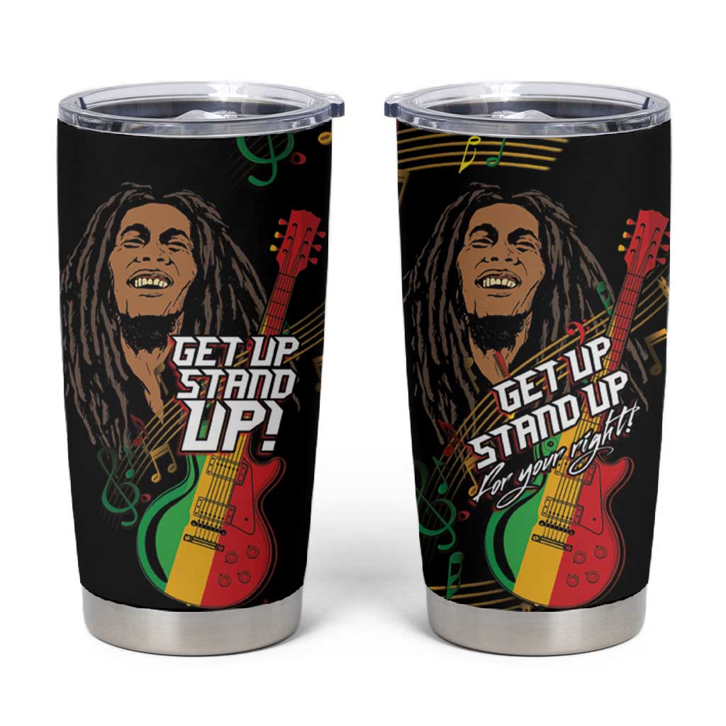 Legend Bob Get Up Stand Up Tumbler Cup Black Jamaican Reggae Multicolored LT9