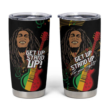 Legend Bob Get Up Stand Up Tumbler Cup Black Jamaican Reggae Multicolored LT9