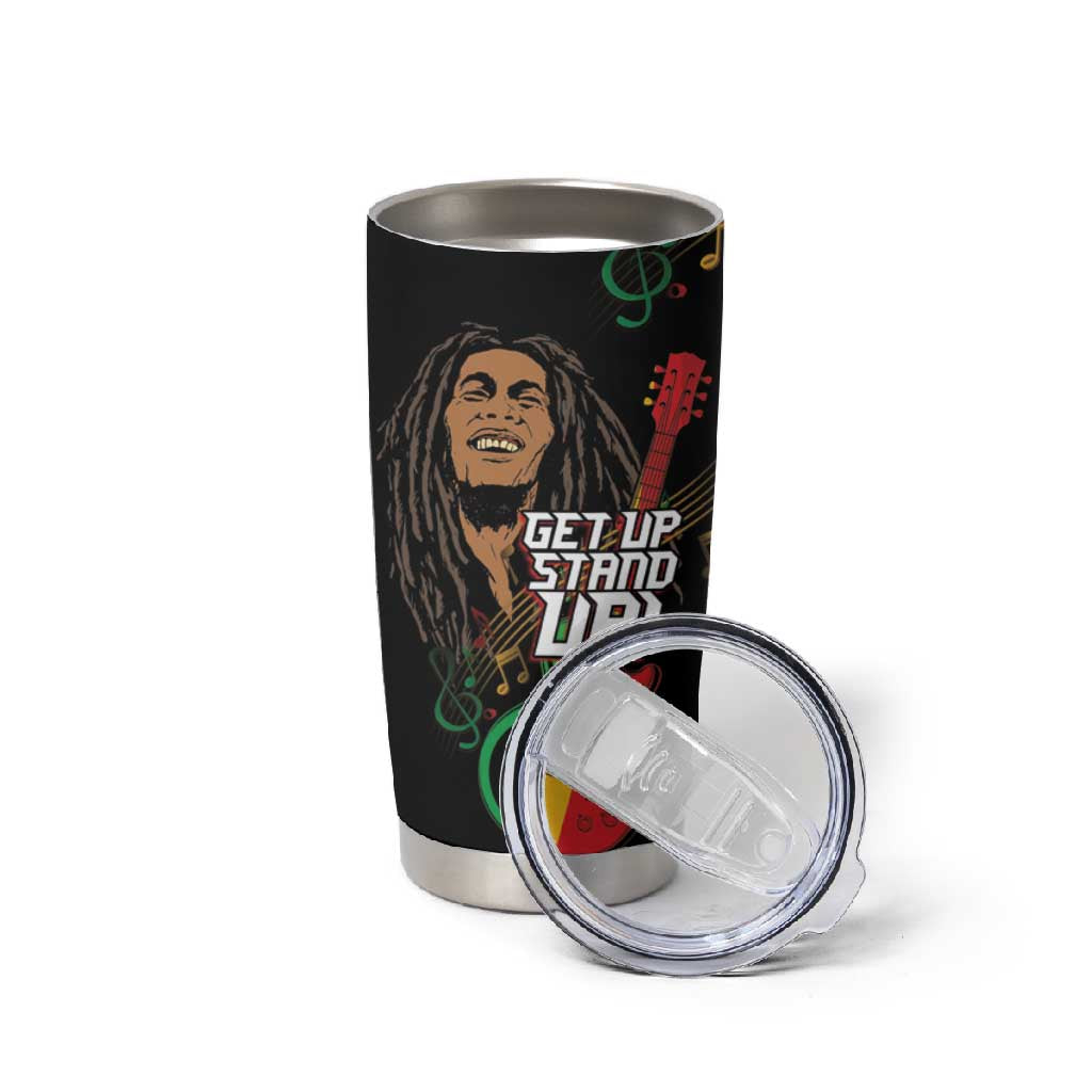 Legend Bob Get Up Stand Up Tumbler Cup Black Jamaican Reggae Multicolored LT9